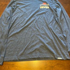 Eddie Bauer Navy Heather Long-Sleeve Tee with Mountain Graphic